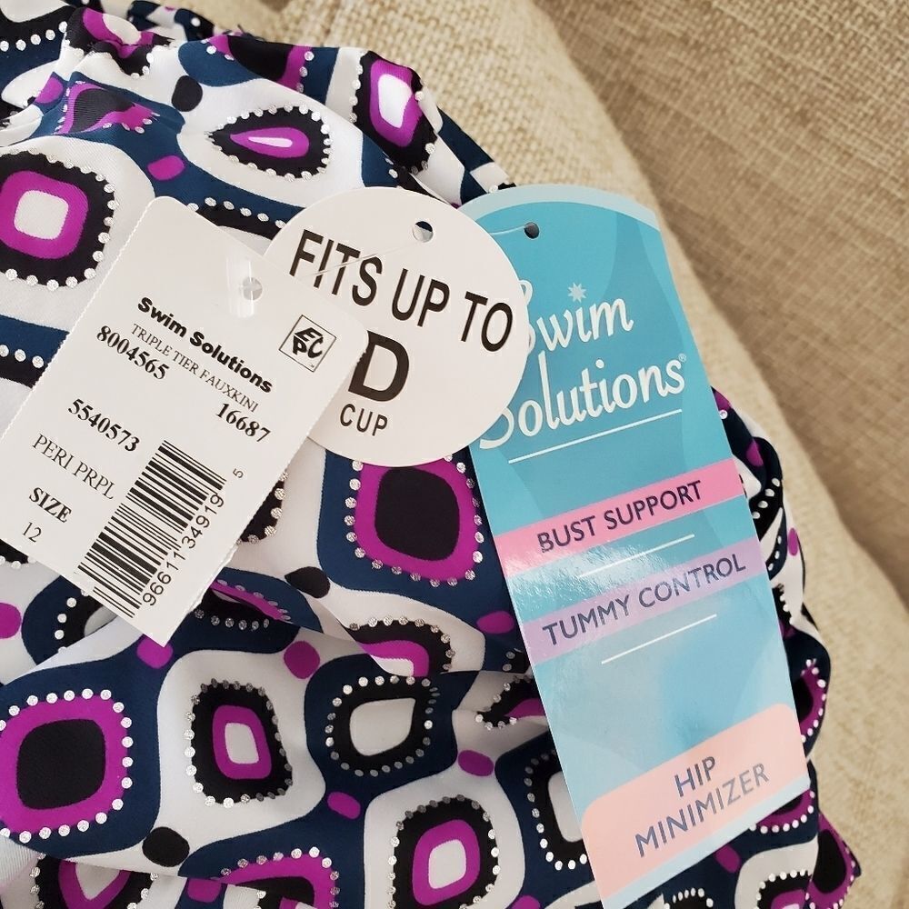 Swim Solutions Jewels Tiered Tummy Control 1-Piece - Picture 14 of 16
